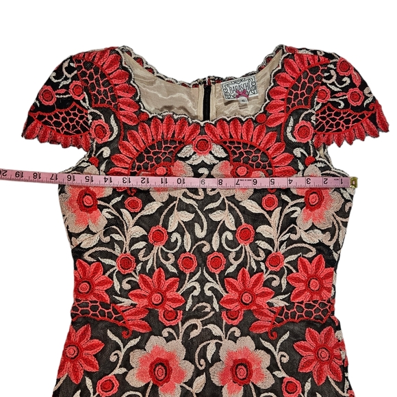 Anthropologie Yoana Baraschi Crisantemo Embroidered Lace Dress Sz 6 Fit & Flare - Picture 15 of 16